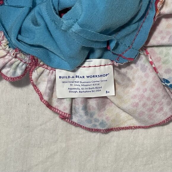 Build a Bear Lot Of 3 Teddy Bear Clothes Silver Romper Blue And Red Dresses - Picture 13 of 14